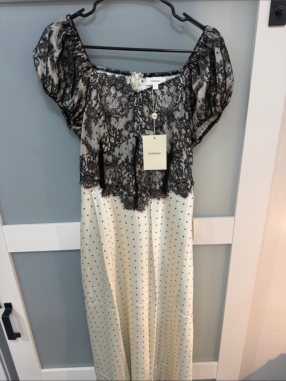 bohme White Maxi Dress with Black Polka Dots